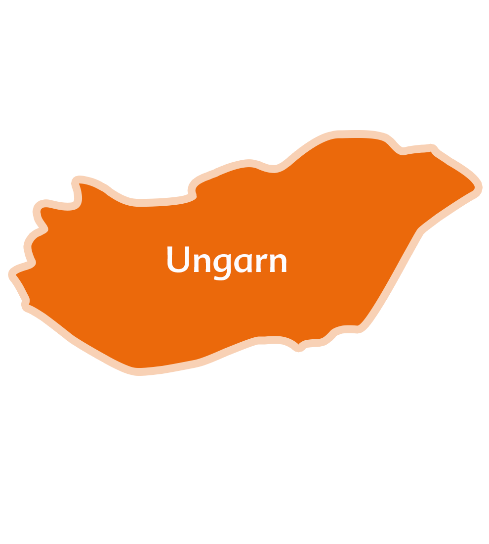 An orange silhouette of Hungary