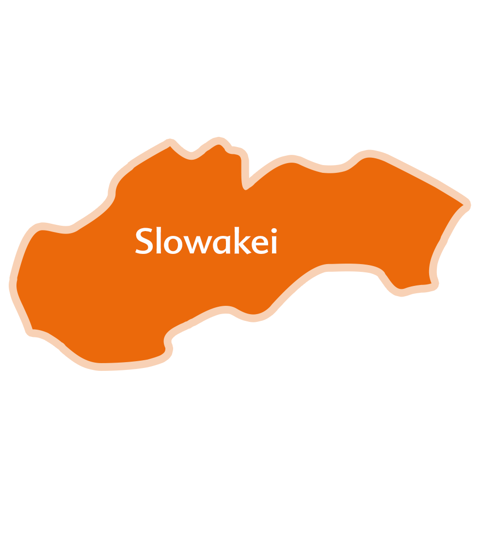 An orange silhouette of Slovakia