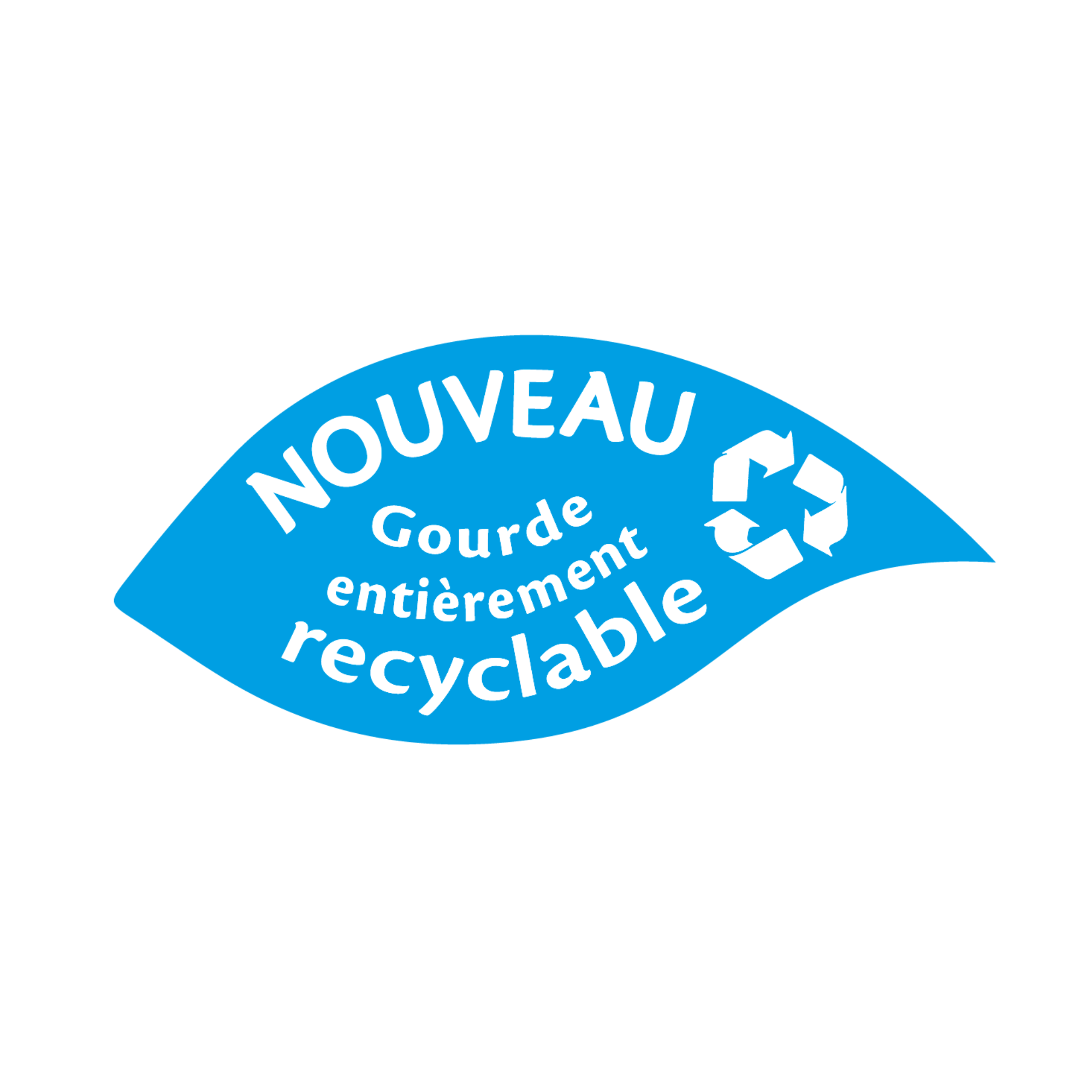 Un autocollant en forme de feuille bleue avec le texte 